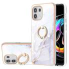 For Motorola Moto Edge 20 Lite Electroplating Marble Pattern IMD TPU Shockproof Case with Ring Holder(White 006) - 1