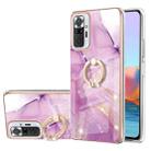 For Xiaomi Redmi Note 10 Pro / Note 10 Pro Max Electroplating Marble Pattern IMD TPU Shockproof Case with Ring Holder(Purple 001) - 1