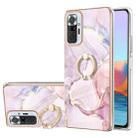 For Xiaomi Redmi Note 10 Pro / Note 10 Pro Max Electroplating Marble Pattern IMD TPU Shockproof Case with Ring Holder(Rose Gold 005) - 1