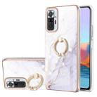 For Xiaomi Redmi Note 10 Pro / Note 10 Pro Max Electroplating Marble Pattern IMD TPU Shockproof Case with Ring Holder(White 006) - 1