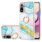 For Xiaomi Redmi Note 10S / Note 10 4G Electroplating Marble Pattern IMD TPU Shockproof Case with Ring Holder(Green 004) - 1