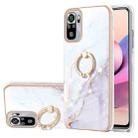 For Xiaomi Redmi Note 10S / Note 10 4G Electroplating Marble Pattern IMD TPU Shockproof Case with Ring Holder(White 006) - 1