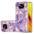 For Xiaomi Poco X3 NFC Electroplating Marble Pattern IMD TPU Shockproof Case with Ring Holder(Purple 002) - 1