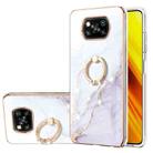 For Xiaomi Poco X3 NFC Electroplating Marble Pattern IMD TPU Shockproof Case with Ring Holder(White 006) - 1