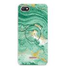 For Xiaomi Redmi 6A Embossed Varnished Marble TPU Protective Case with Holder(Dark Green) - 1