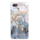 For Xiaomi Redmi 6A Embossed Varnished Marble TPU Protective Case with Holder(Gold Grey) - 1
