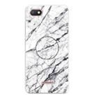 For Xiaomi Redmi 6A Embossed Varnished Marble TPU Protective Case with Holder(White) - 1
