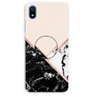 For Xiaomi Redmi 7A Embossed Varnished Marble TPU Protective Case with Holder(Black White Pink) - 1