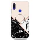 For Xiaomi Redmi Note 7 & 7 Pro Embossed Varnished Marble TPU Protective Case with Holder(Black White Pink) - 1