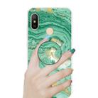 For Xiaomi Redmi Note 6 & 6 Pro Embossed Varnished Marble TPU Protective Case with Holder(Dark Green) - 1