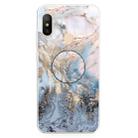 For Xiaomi Redmi Note 6 & 6 Pro Embossed Varnished Marble TPU Protective Case with Holder(Gold Grey) - 1