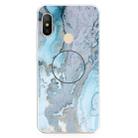 For Xiaomi Redmi Note 6 & 6 Pro Embossed Varnished Marble TPU Protective Case with Holder(Silver Blue) - 1