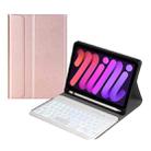 A06BS Ultra-thin Backlight Bluetooth Keyboard Leather Tablet Case with Holder & Pen Slot For iPad mini 6(Rose Gold) - 1