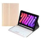 A06BS Ultra-thin Backlight Bluetooth Keyboard Leather Tablet Case with Holder & Pen Slot For iPad mini 6(Gold) - 1