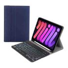 A06BS Ultra-thin Backlight Bluetooth Keyboard Leather Tablet Case with Holder & Pen Slot For iPad mini 6(Dark Blue) - 1