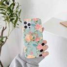 For iPhone 13 Pro Max Small Floral Pattern Shockproof Case with Ring Holder (Light Green) - 1