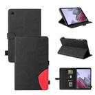 For Samsung Galaxy Tab A7 Lite T225/T220 Dual-color Splicing Horizontal Flip PU Leather Case with Holder & Card Slots(Black) - 1