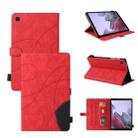 For Samsung Galaxy Tab A7 Lite T225/T220 Dual-color Splicing Horizontal Flip PU Leather Case with Holder & Card Slots(Red) - 1