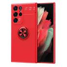 For Samaung Galaxy S22 Ultra 5G Metal Ring Holder 360 Degree Rotating TPU Case(Red) - 1