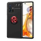 For Xiaomi Mi 11T Metal Ring Holder 360 Degree Rotating TPU Case(Black+Red) - 1
