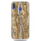 For Galaxy A30 Embossed varnished Marble TPU Protective Case with Holder(Brown) - 1