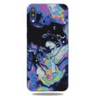 For Galaxy A40 Embossed varnished Marble TPU Protective Case with Holder(Dark Purple) - 1