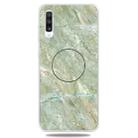 For Galaxy A50 Embossed varnished Marble TPU Protective Case with Holder(Light Green) - 1