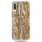 For Galaxy A50 Embossed varnished Marble TPU Protective Case with Holder(Brown) - 1