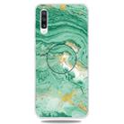 For Galaxy A70 Embossed varnished Marble TPU Protective Case with Holder(Dark Green) - 1