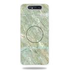 For Galaxy A80 Embossed varnished Marble TPU Protective Case with Holder(Light Green) - 1
