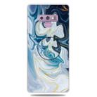 For Galaxy Note 9 Embossed varnished Marble TPU Protective Case with Holder(Gold Line Blue) - 1