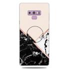For Galaxy Note 9 Embossed varnished Marble TPU Protective Case with Holder(Black White Pink) - 1
