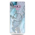 For Galaxy Note 9 Embossed varnished Marble TPU Protective Case with Holder(Silver Blue) - 1