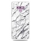 For Galaxy Note 9 Embossed varnished Marble TPU Protective Case with Holder(White) - 1