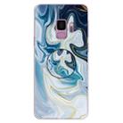 For Galaxy S9 Embossed varnished Marble TPU Protective Case with Holder(Gold Line Blue) - 1