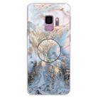 For Galaxy S9 Embossed varnished Marble TPU Protective Case with Holder(Gold Grey) - 1