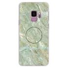For Galaxy S9 Embossed varnished Marble TPU Protective Case with Holder(Light Green) - 1