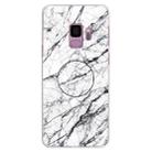 For Galaxy S9 Embossed varnished Marble TPU Protective Case with Holder(White) - 1