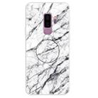 For Galaxy S9+ Embossed varnished Marble TPU Protective Case with Holder(White) - 1