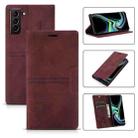 For Samsung Galaxy S21 5G Dream Magnetic Suction Business Horizontal Flip PU Leather Case with Holder & Card Slot & Wallet(Wine Red) - 1
