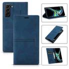 For Samsung Galaxy S21 5G Dream Magnetic Suction Business Horizontal Flip PU Leather Case with Holder & Card Slot & Wallet(Blue) - 1