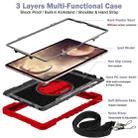 For Samsung Galaxy Tab S7 FE T730 / T735 / Tab S7+ T970 / T975 360 Degree Rotation Contrast Color Shockproof Silicone + PC Case with Holder & Hand Grip Strap & Shoulder Strap(Red+Black) - 4