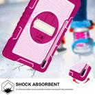 For Samsung Galaxy Tab S7 FE T730 / T735 / Tab S7+ T970 / T975 360 Degree Rotation Contrast Color Shockproof Silicone + PC Case with Holder & Hand Grip Strap & Shoulder Strap(Rose Red+Pink) - 7