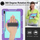 For Samsung Galaxy Tab S7 FE T730 / T735 / Tab S7+ T970 / T975 360 Degree Rotation Contrast Color Shockproof Silicone + PC Case with Holder & Hand Grip Strap & Shoulder Strap(Purple + Mint Green) - 8