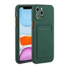 For iPhone 13 Pro Max Card Slot Design Shockproof TPU Protective Case (Dark Green) - 1