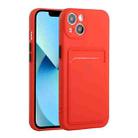 For iPhone 13 Card Slot Design Shockproof TPU Protective Case(Red) - 1
