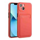 For iPhone 13 Card Slot Design Shockproof TPU Protective Case(Plum Red) - 1