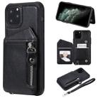 For iPhone 11 Pro Dual Buckles Zipper Shockproof Back Cover Protective Case with Holder & Card Slots & Wallet & Lanyard & Photos Frames(Black) - 1