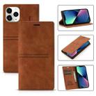 For iPhone 13 mini Dream Magnetic Suction Business Horizontal Flip PU Leather Case with Holder & Card Slot & Wallet (Brown) - 1