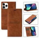 For iPhone 13 Dream Magnetic Suction Business Horizontal Flip PU Leather Case with Holder & Card Slot & Wallet(Brown) - 1